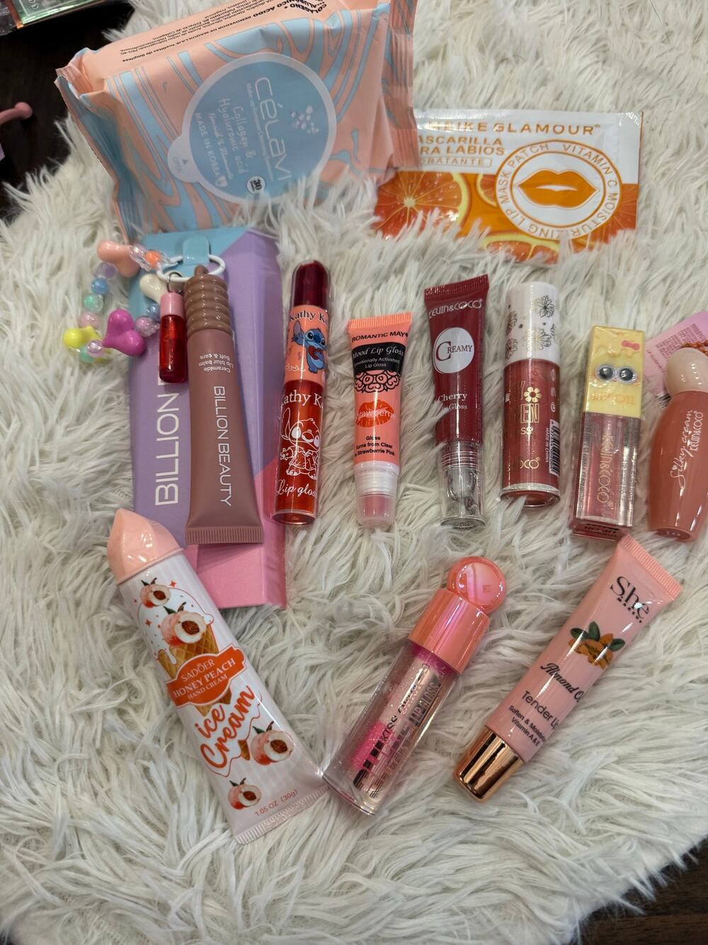 Beauty bundle 12 items wet wipes  eye mask lip gloss lip balm lip oil cream tint